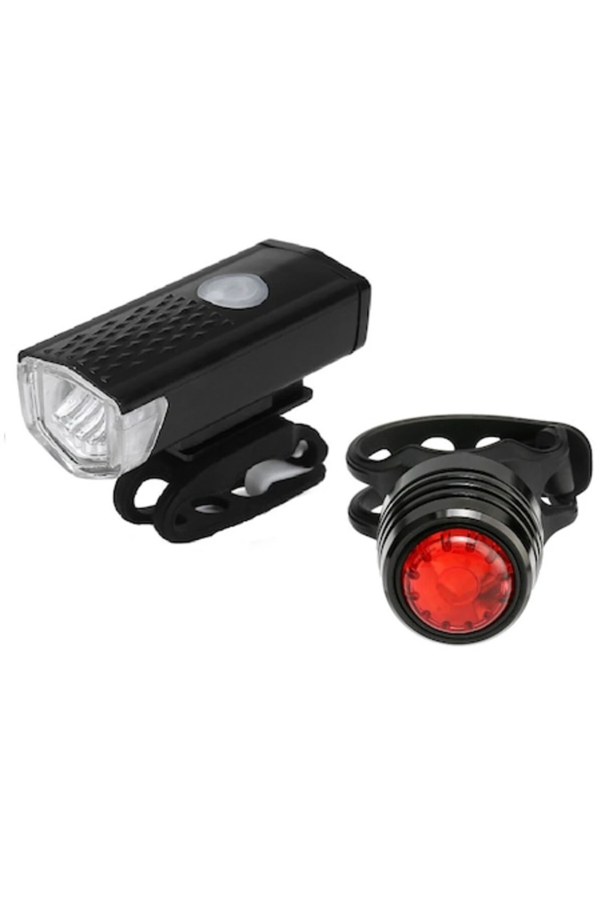 1. Set 2 bucati, far LED si stop ruby, reincarcabile USB, 3 moduri luminare, negre