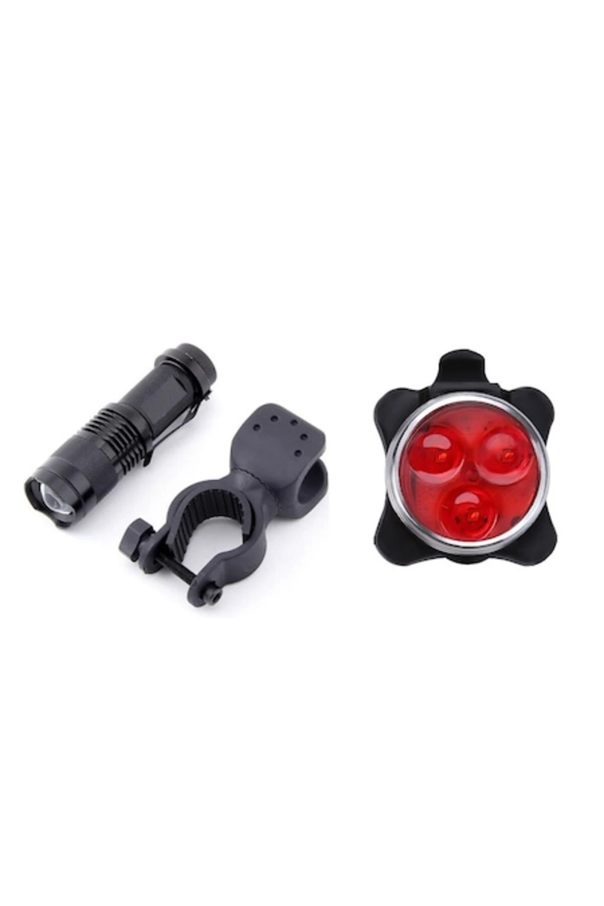 1. Far fata Q5 zoom, stop spate 3 led reincarcabil USB, set lumini, negru