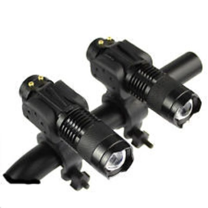 1. Set 2 buc far bicicleta 300 lumeni, 3 moduri luminare, zoom in/out, suport rotativ 360 grade, negru