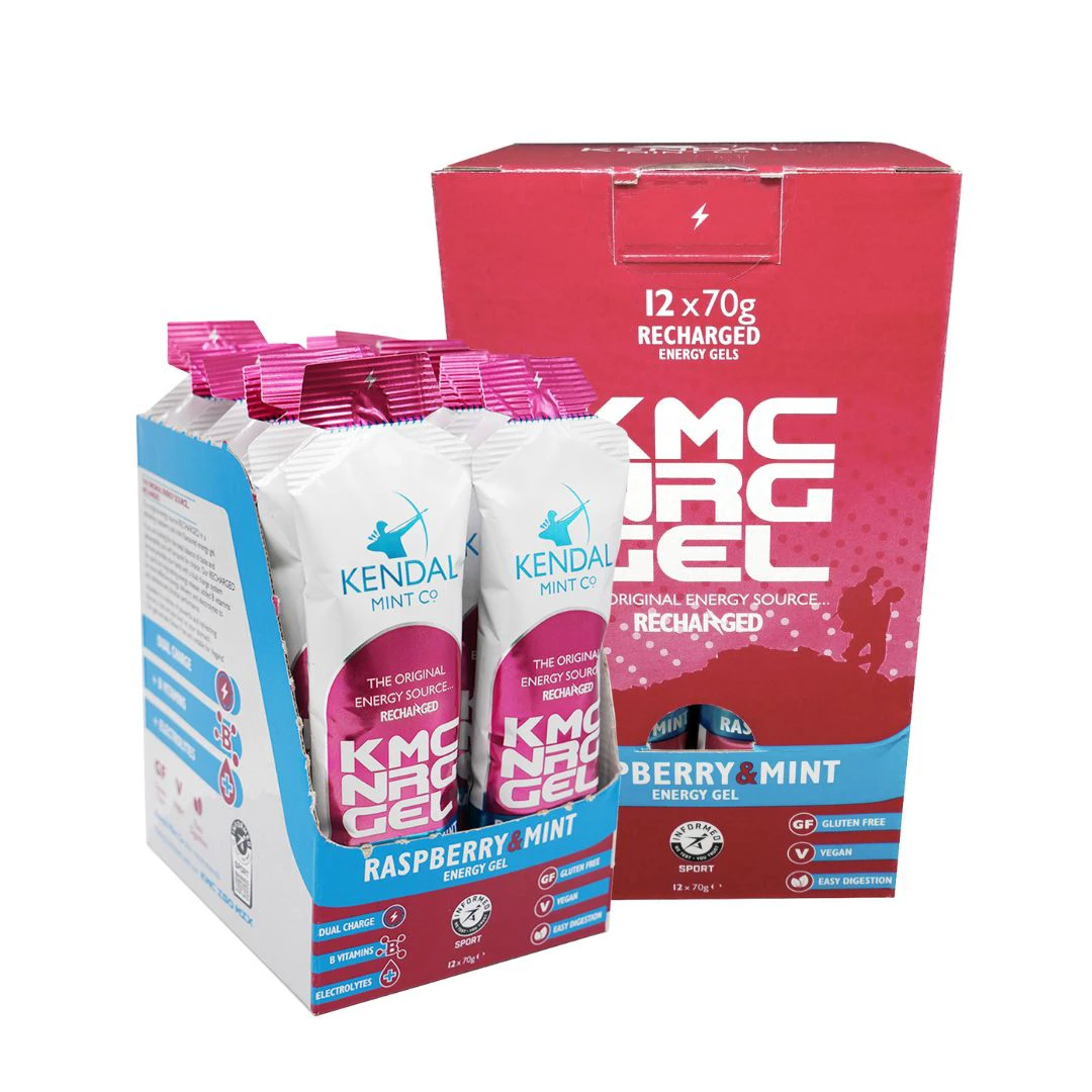 1. KMC NRG GEL Raspberry Mint Energy Gel Vegan Gluten Free, 12 x 70g Ideal for Running, Cycling, Swimming, Triathlons, & Marathons