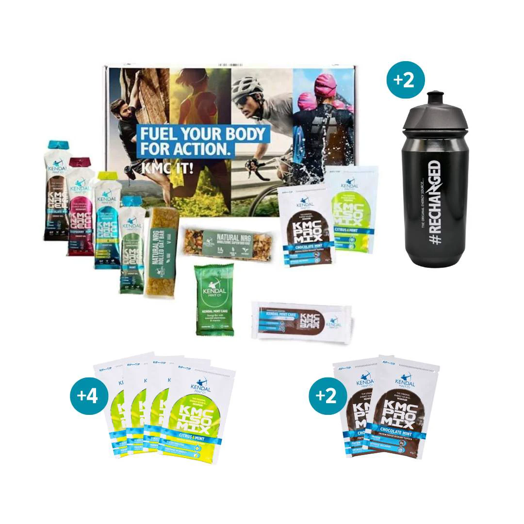 1. Triathlon Nutrition Pack: Training Kit Includes: Energy Gels, Kendal Mint Cake Bars, Energy Gels, ISO & PRO Mix & Black Bottle
