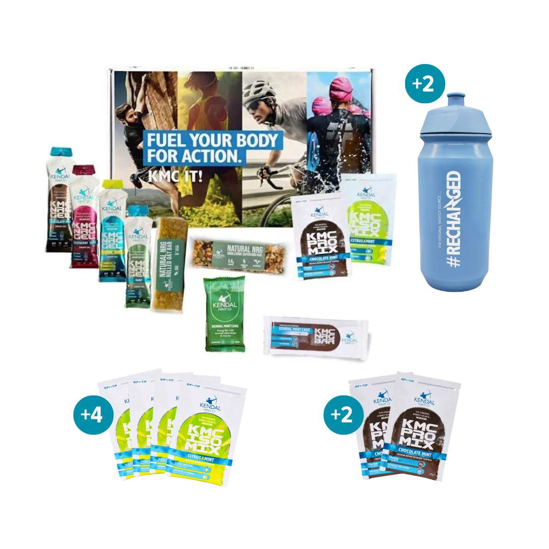 2. Triathlon Nutrition Pack: Training Kit Includes: Energy Gels, Kendal Mint Cake Bars, Energy Gels, ISO & PRO Mix & Olive Green Bottle