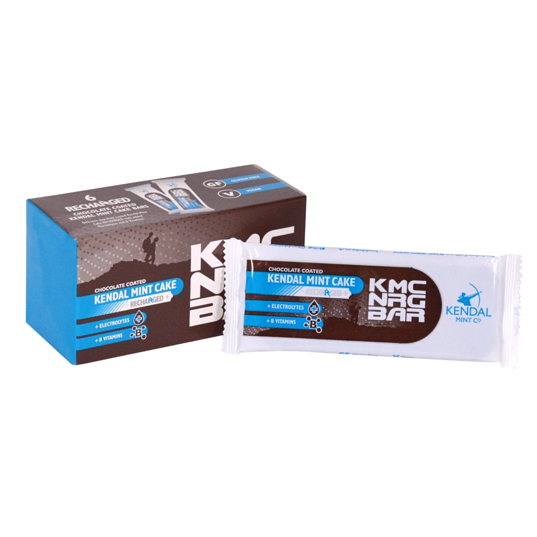 1. KMC NRG BAR Chocolate Coated Kendal Mint Cake - Recharged Energy Cake | 6 Bar x 50g | Vegan | Gluten Free | Electrolyte & B Vitamin