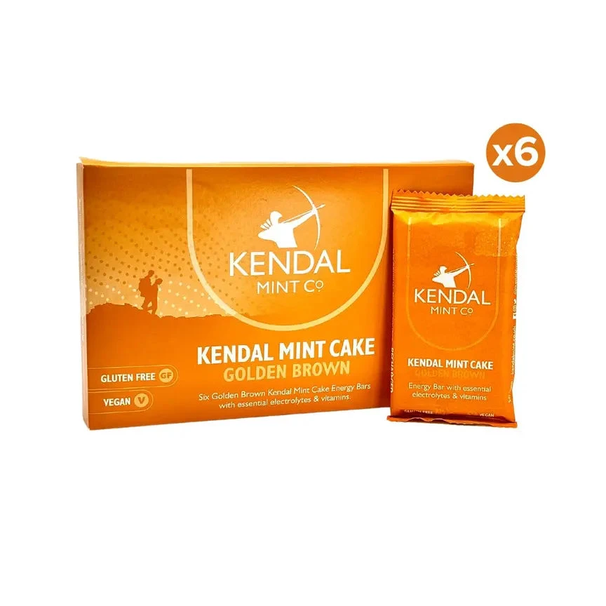 1. KMC NRG BAR Golden Brown Kendal Mint Cake Pocket-Sized Energy Bar |, 6 Bars | Ideal for Running, Cycling, Swimming, Triathlons, & Marathons