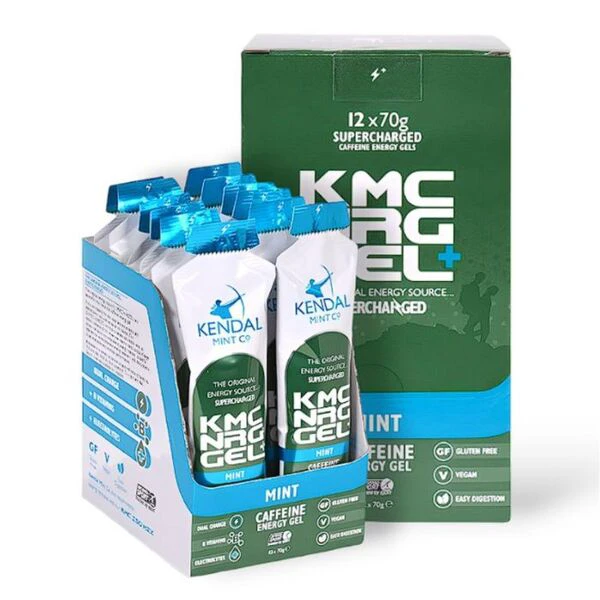 1. KMC NRG | Mint +Caffeine 6 Energy Gels 70g | Vegan & Gluten Free | Ideal For Running, Marathons, Cycling, Swimming, Triathlons | Kendal Mint Co