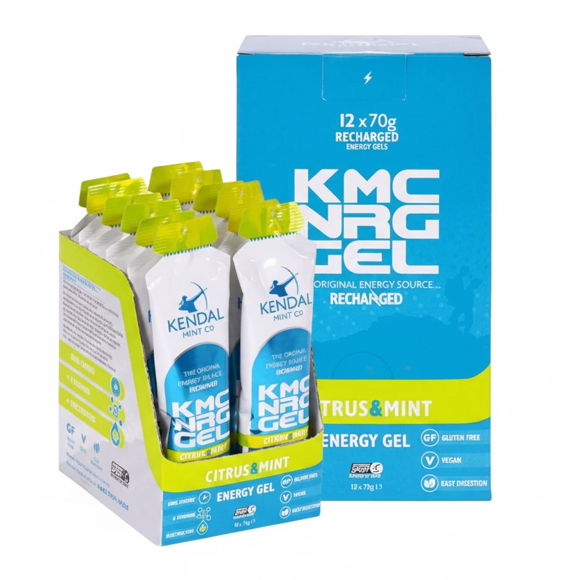 1. KMC NRG GEL Citrus & Mint Isotonic Energy Gel | 12 x 70g | Ideal for Running, Cycling, Swimming, Triathlons, & Marathons