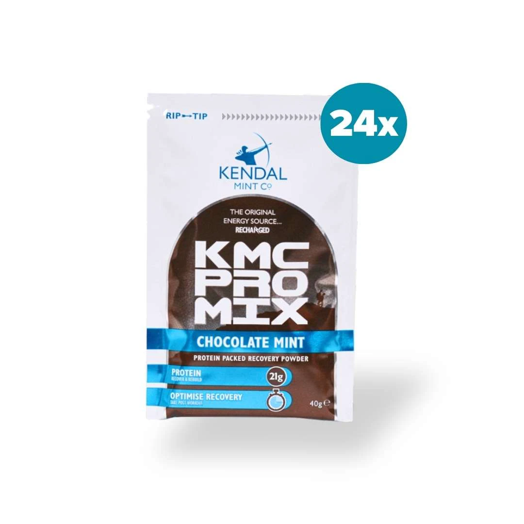 1. KMC PRO MIX Whey Protein Recovery Powder | Chocolate Mint Flavour | 24 x 40g | Gluten Free | Kendal Mint Co