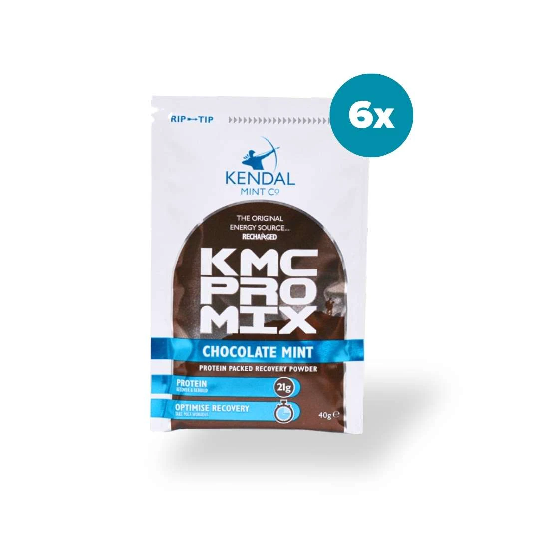 1. KMC PRO MIX Whey Protein Recovery Powder | Chocolate Mint Flavour | 6 x 40g | Gluten Free | Kendal Mint Co