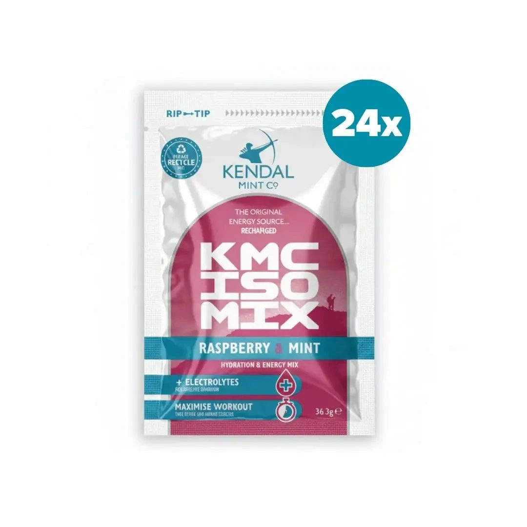 1. KMC ISO MIX | Raspberry & Mint Isotonic Mixture | 24 x 37g | Ideal for Running, Cycling, Swimming, Triathlons, & Marathons - Kendal Mint Co