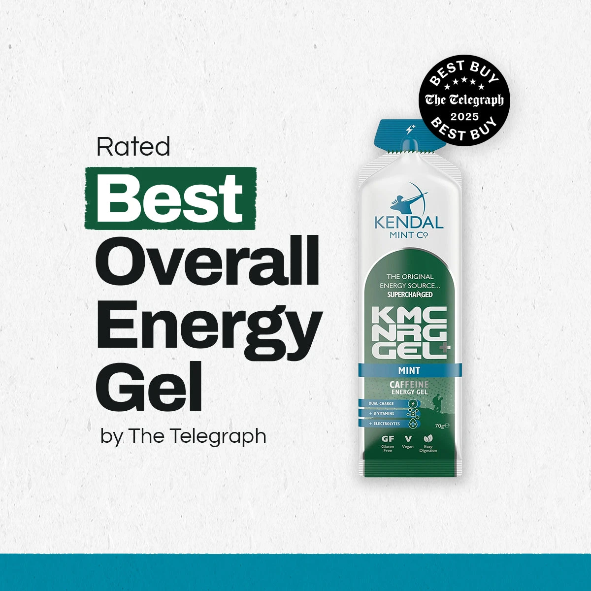 2. KMC NRG GEL+ Mint Isotonic Caffeine Energy Gel | 12 x 70g | Ideal for Running, Cycling, Swimming, Triathlons, & Marathons