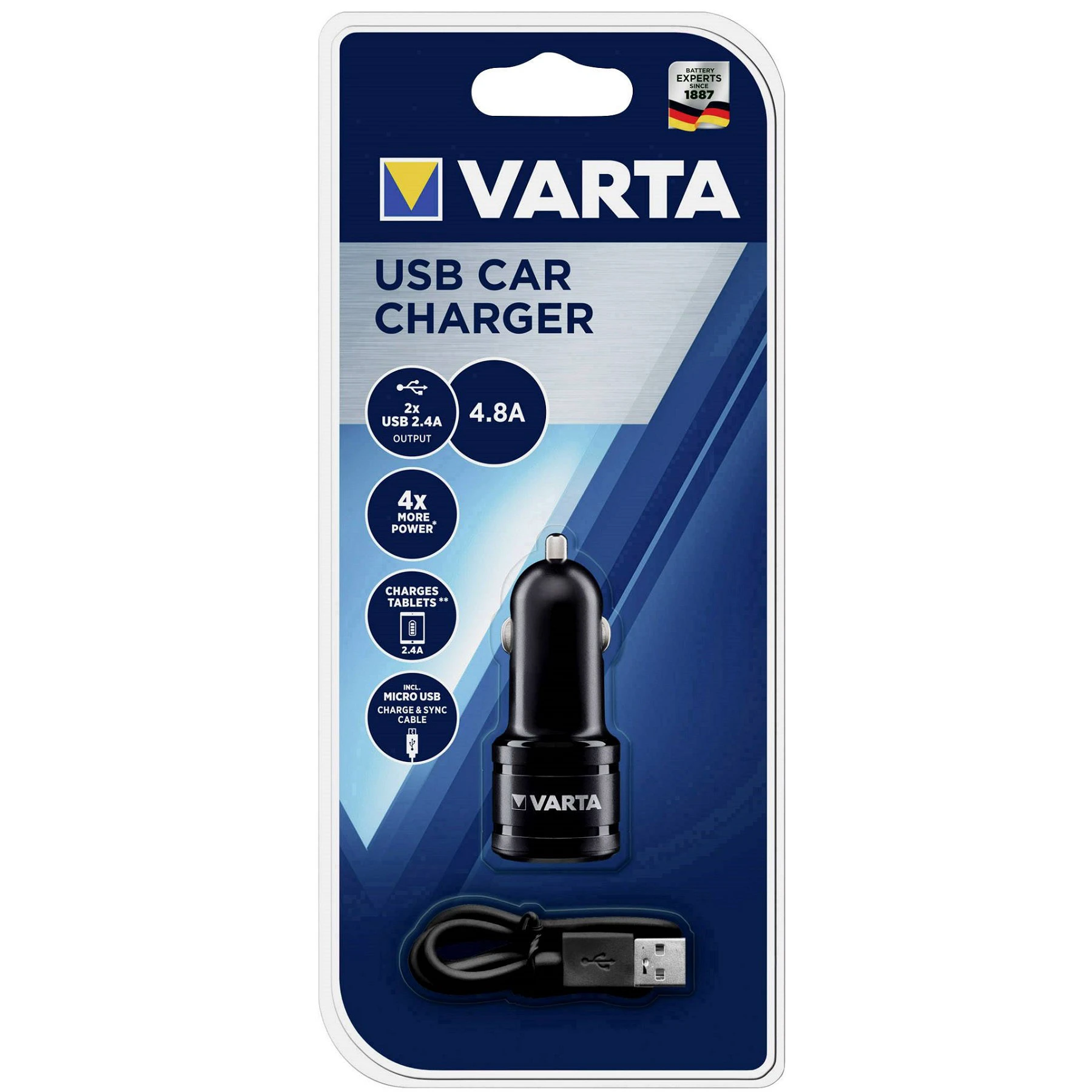1. Varta - incarcator masina Car Charger Dual USB Fast 30W - mufa USB-C + mufa USB-A