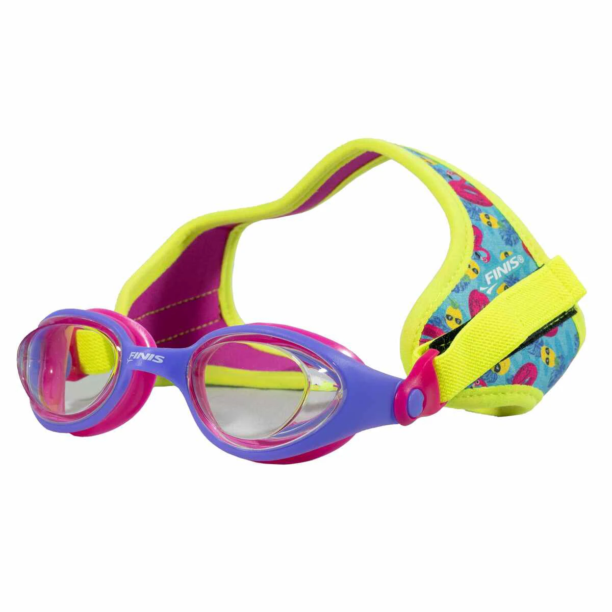 Finis - ochelari inot pentru copii DragonFlys - galben roz flamingo mov intens cu lentile transparente - 56534