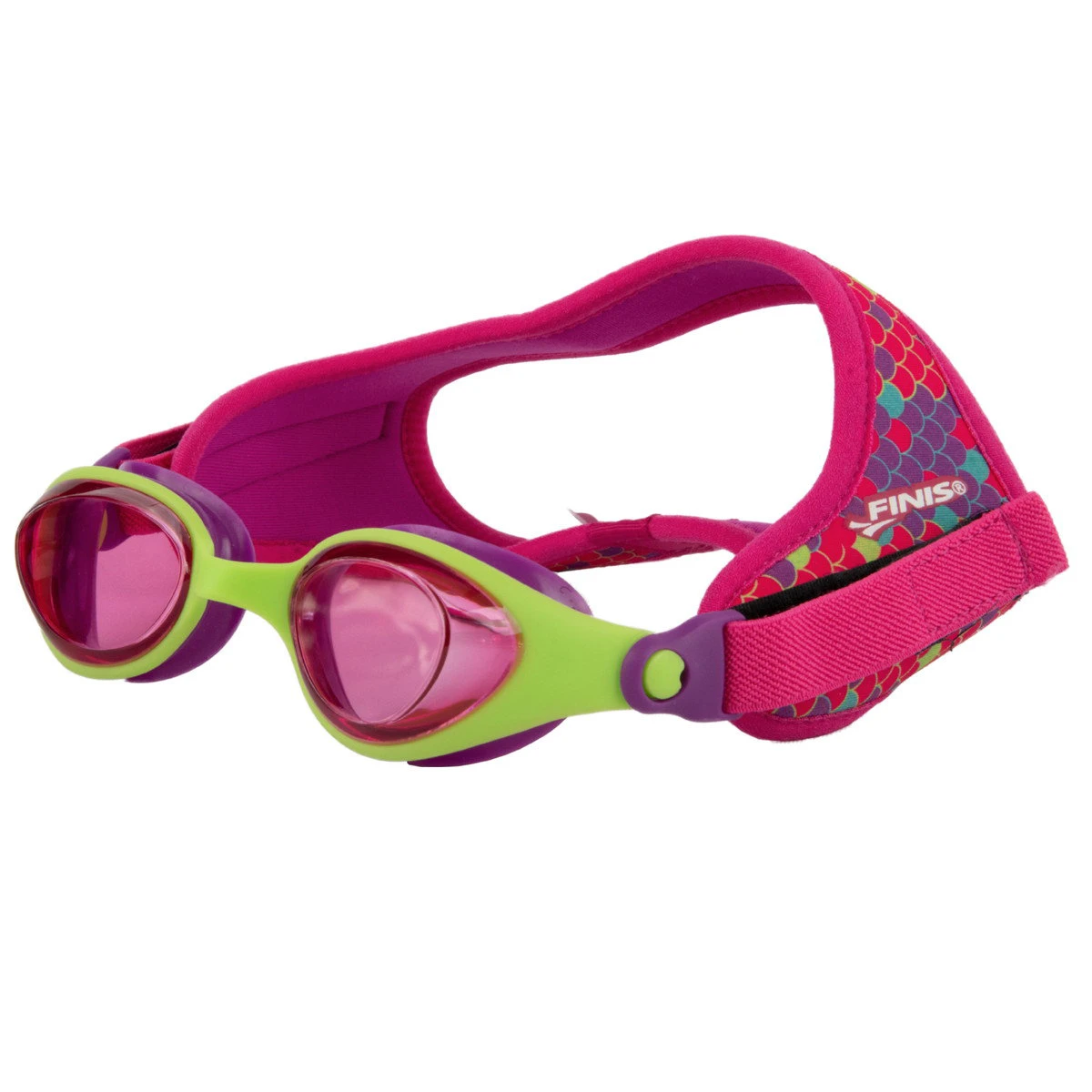 Finis - ochelari inot pentru copii DragonFlys - roz intens rosu galben cu lentile transparente - 56533