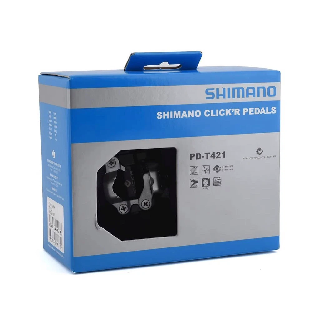 9. Shimano - pedale bicicleta MTB PD-T421, cu catadioptrii si placute SM-SH56 - negru