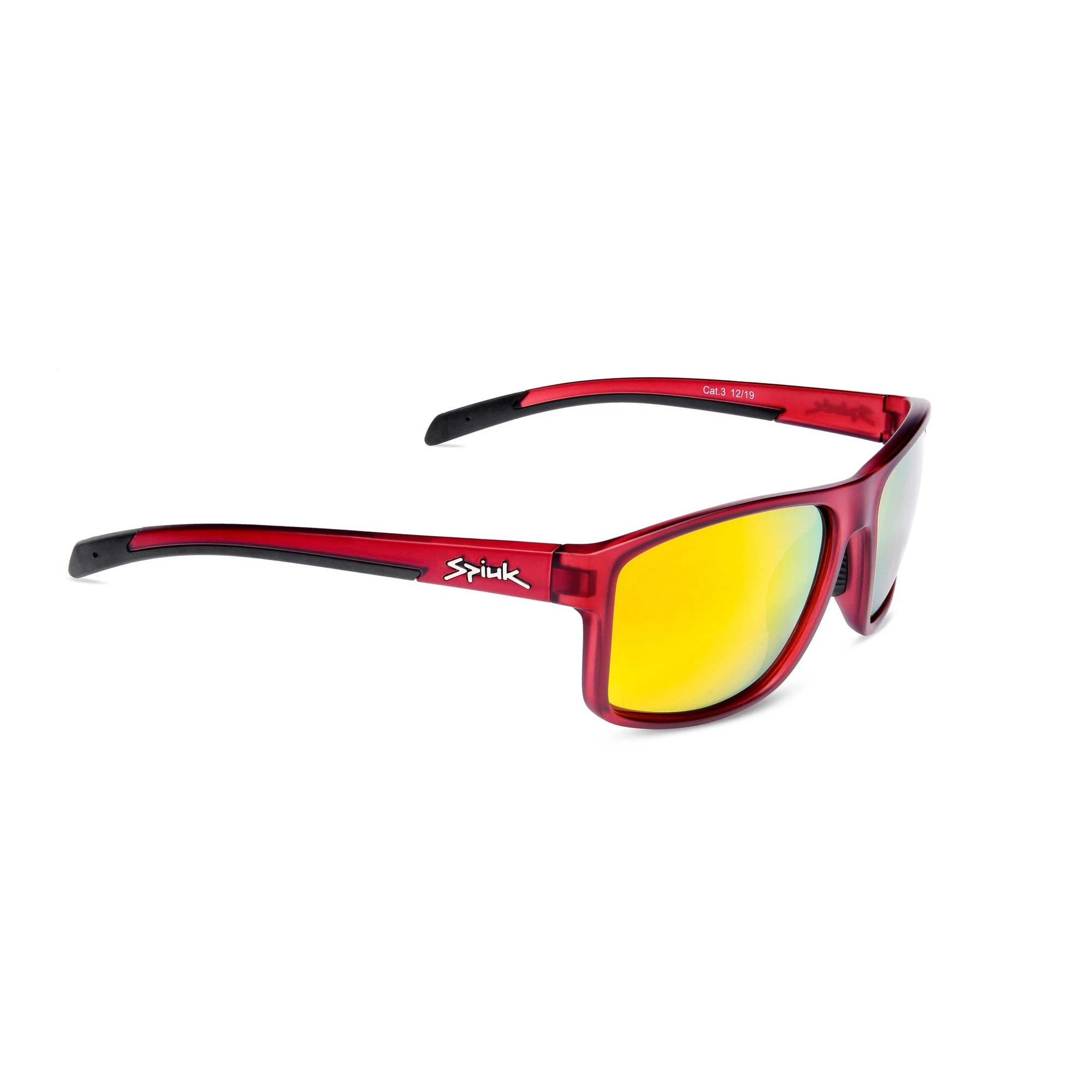1. Spiuk - ochelari soare casual Bakio, lentile polarizate portocaliu oglinda - rama rosie