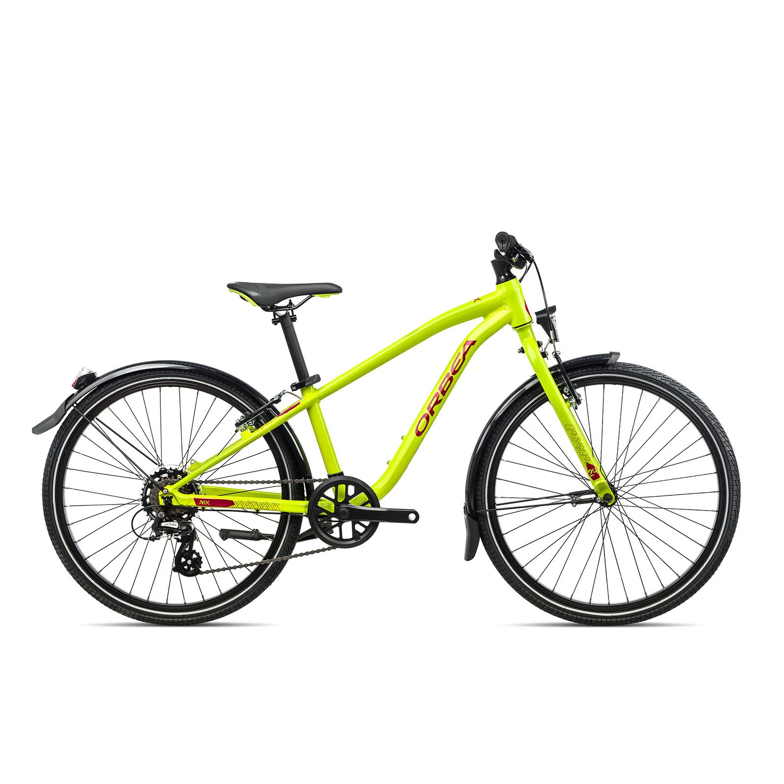 1. Orbea - bicicleta copii MX 24 Park - galben fluo-rosu