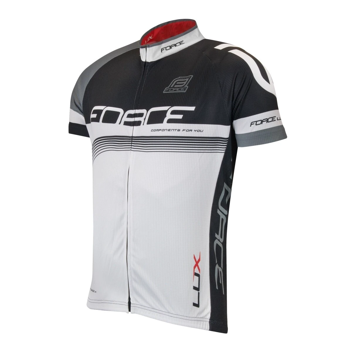 1. Bluza ciclism Force Lux maneci scurte negru/alb XS