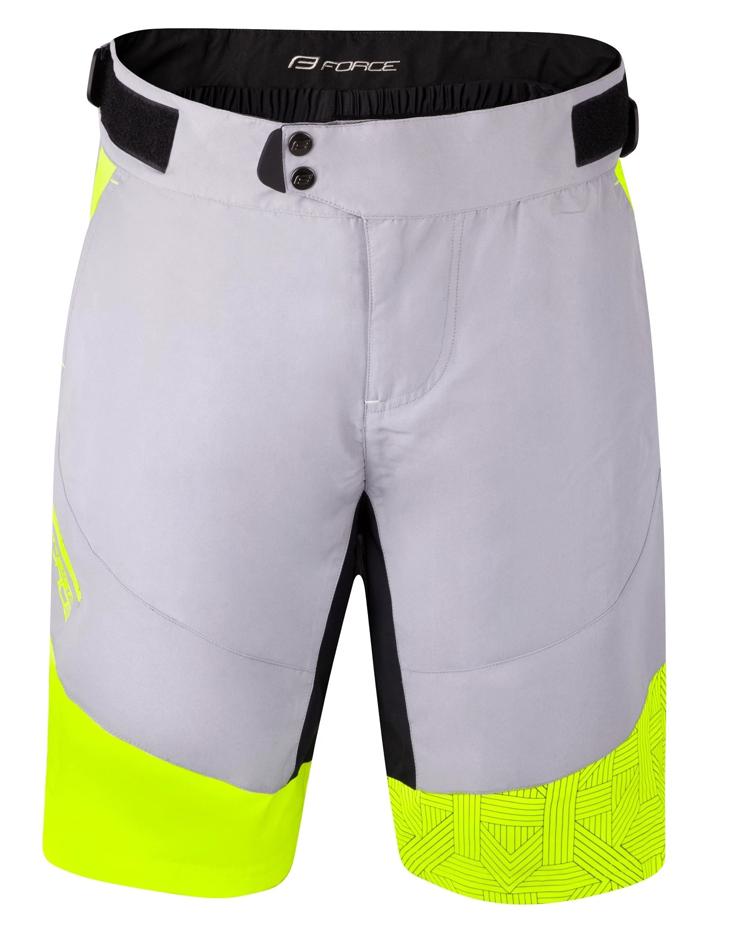 1. Pantaloni scurti Force Storm pana la talie cu bazon, gri/fluo