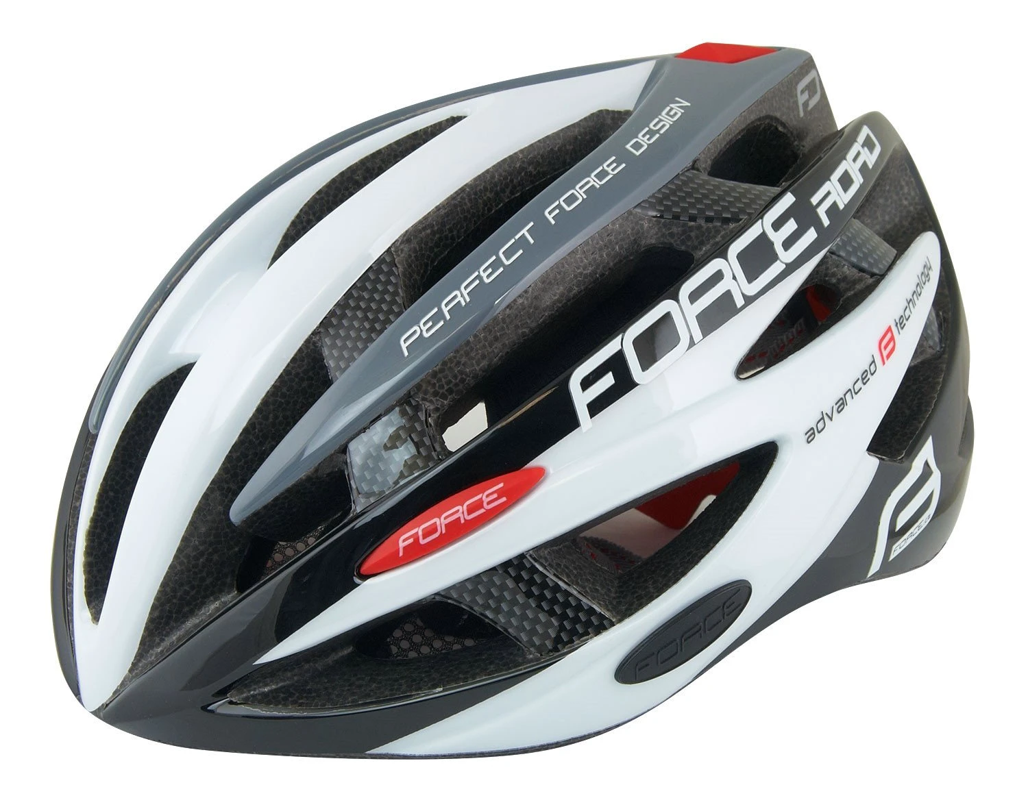 1. Casca FORCE ROAD junior, negru-alb-gri, XS -S (48-54 cm)