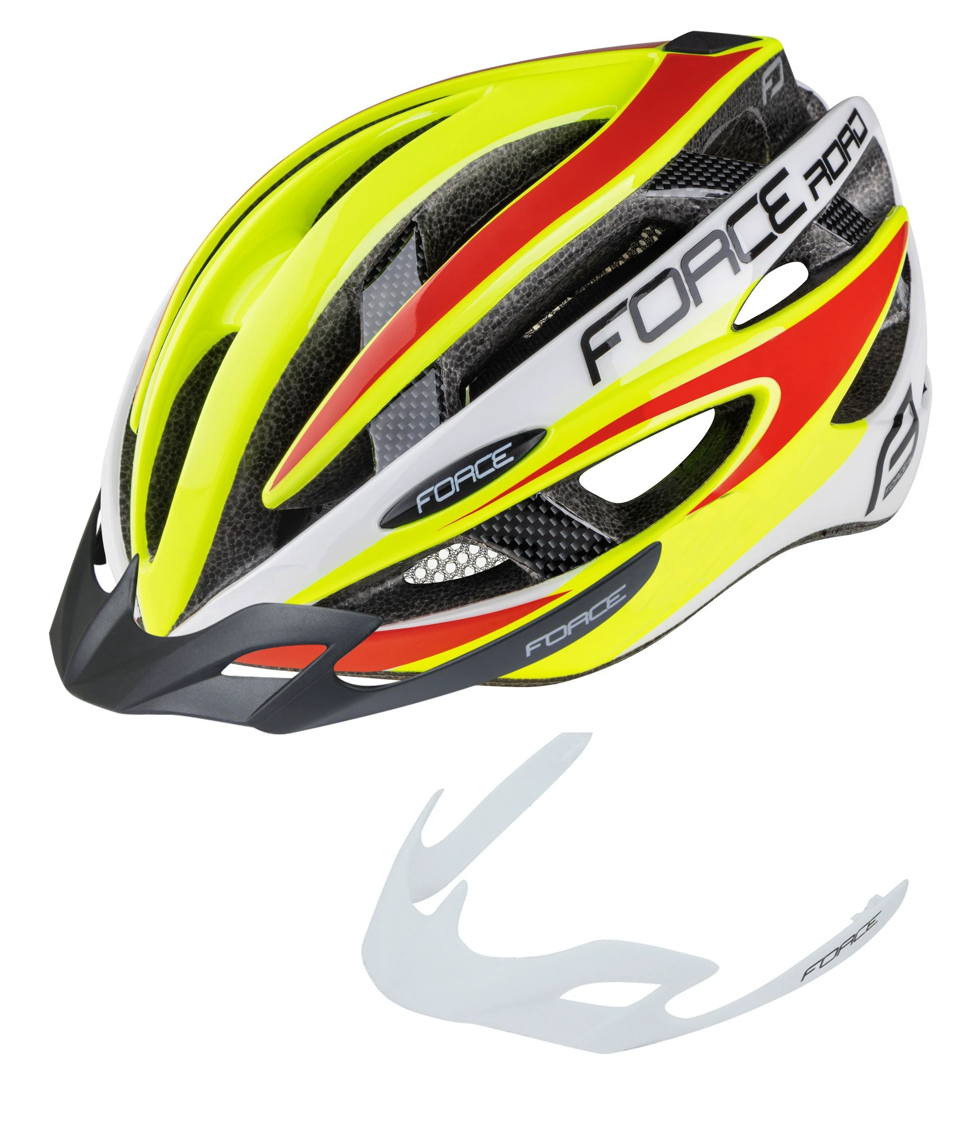 2. Casca Force Road, fluo/alb/rosu S-M (54-58 cm)
