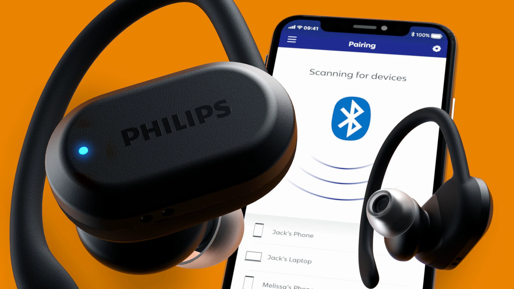 11. Philips Casti audio Sport seria 7000 in-aer TAA7306BK/00 Bluetooth cu senzor puls, curatare UV, protectie IP57 apa si praf autonomie 24 ore
