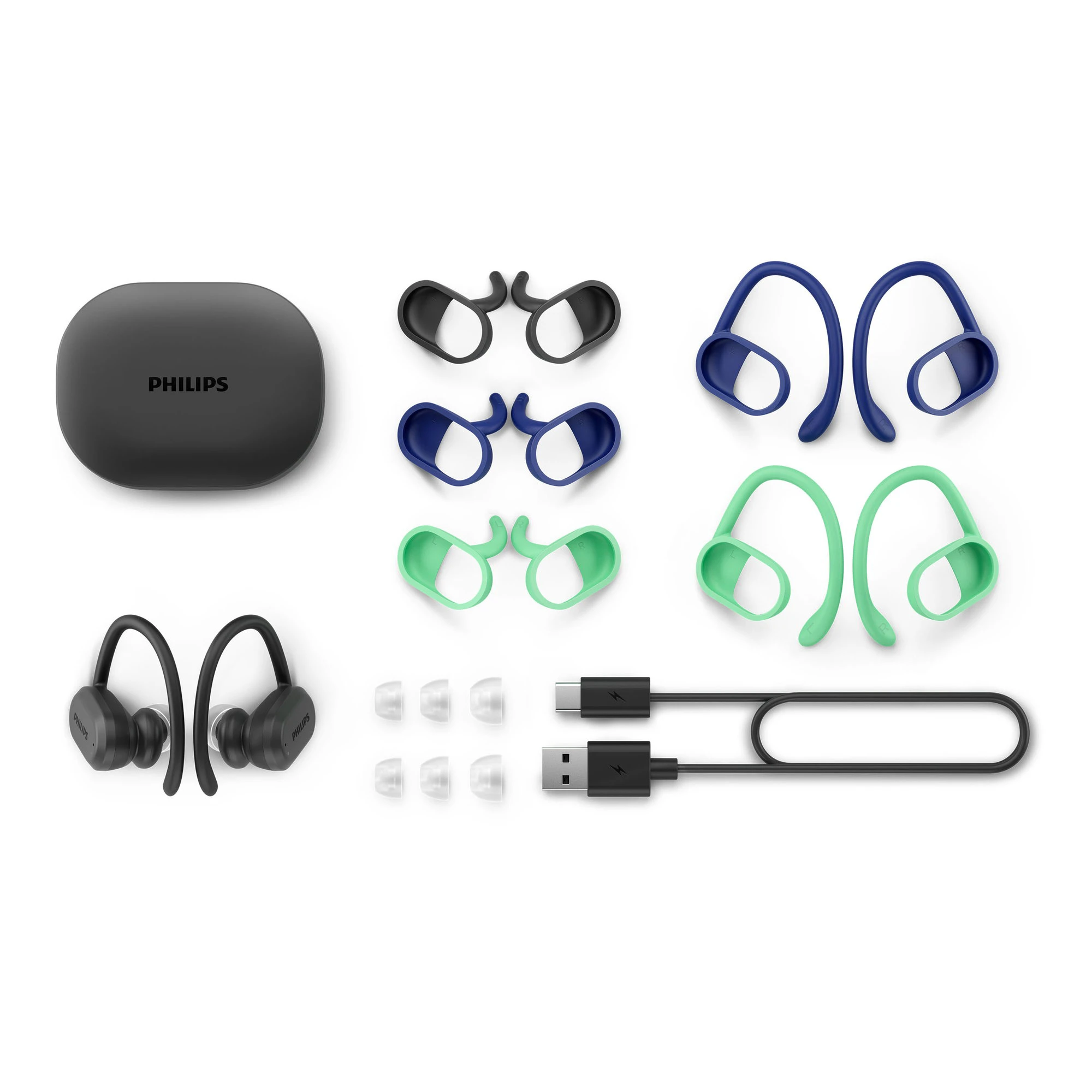 12. Philips Casti audio Sport seria 7000 in-aer TAA7306BK/00 Bluetooth cu senzor puls, curatare UV, protectie IP57 apa si praf autonomie 24 ore