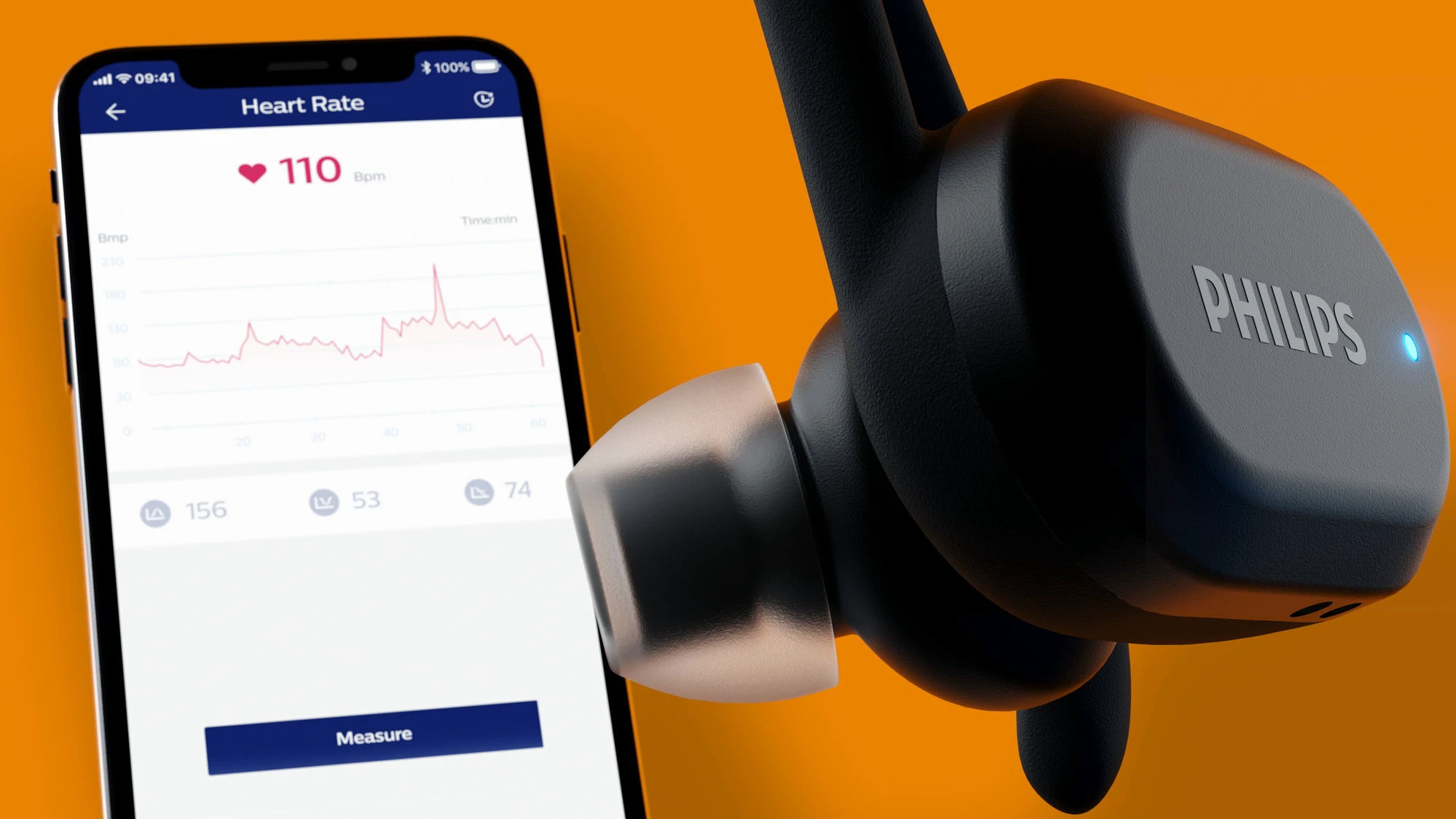 9. Philips Casti audio Sport seria 7000 in-aer TAA7306BK/00 Bluetooth cu senzor puls, curatare UV, protectie IP57 apa si praf autonomie 24 ore