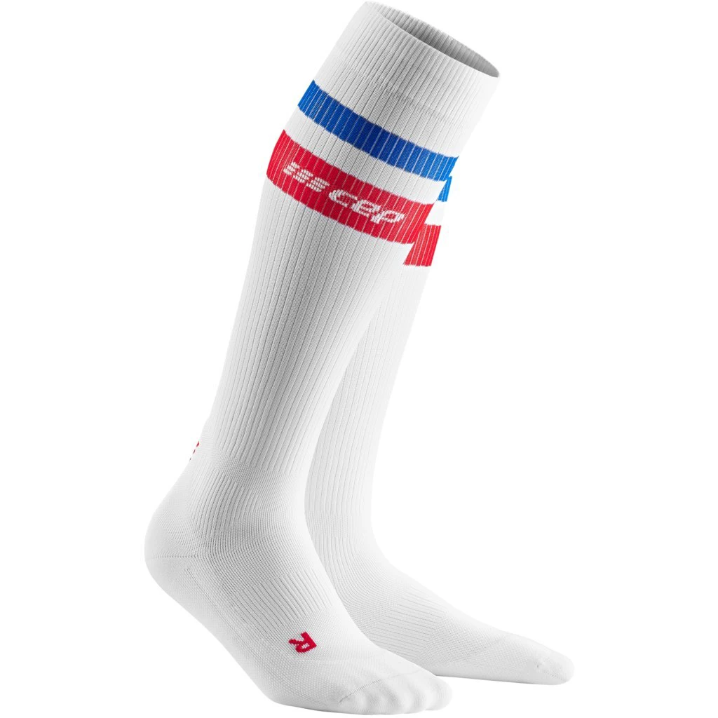 1. CEP - Sosete de compresie pentru femei 80's women socks - alb rosu albastru