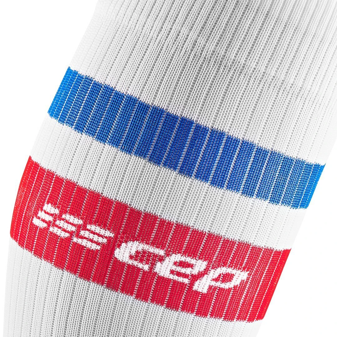 4. CEP - Sosete de compresie pentru femei 80's women socks - alb rosu albastru