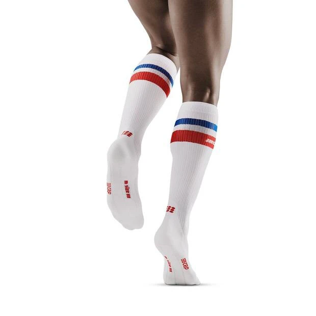 3. CEP - Sosete de compresie pentru femei 80's women socks - alb rosu albastru