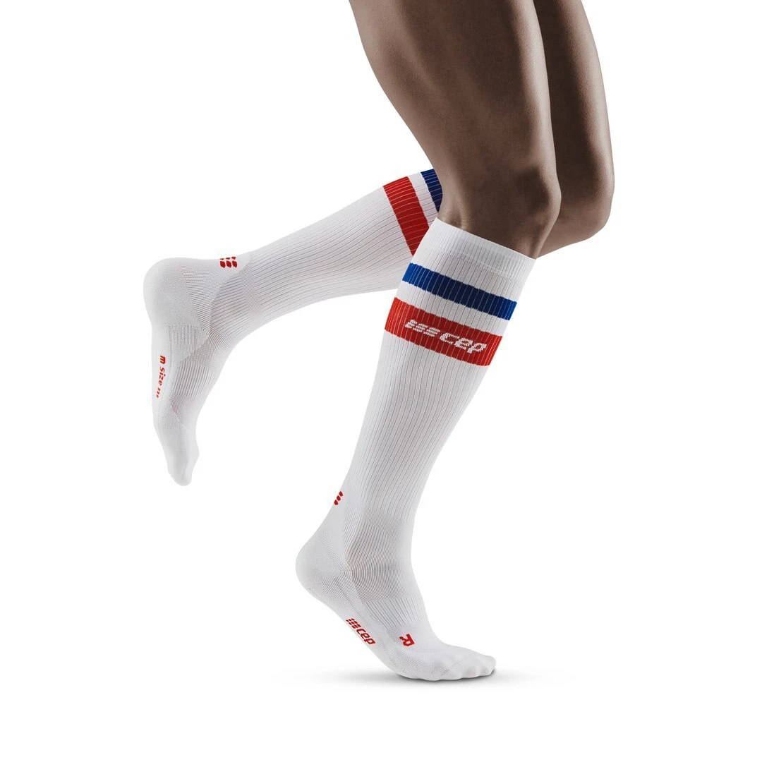 2. CEP - Sosete de compresie pentru femei 80's women socks - alb rosu albastru