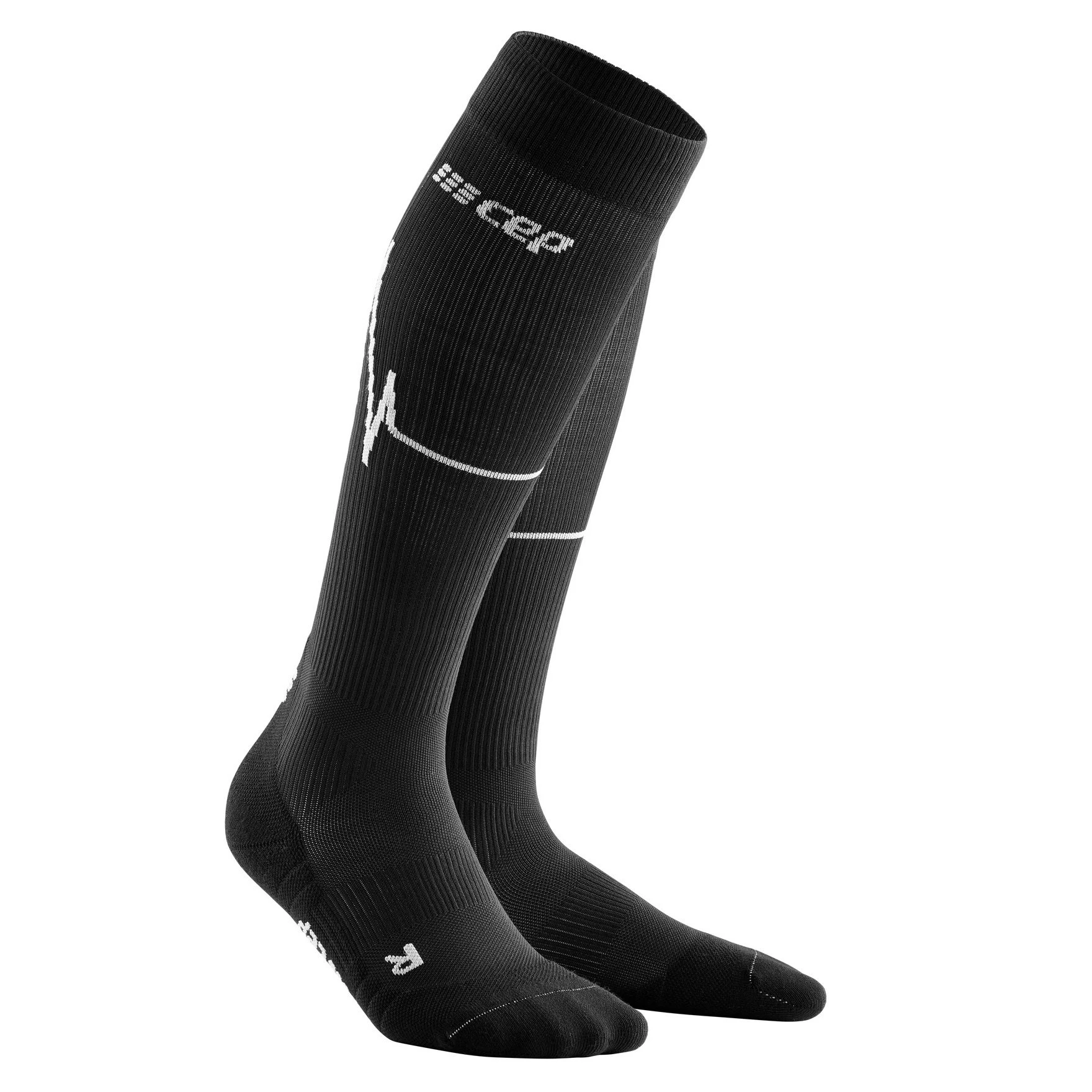 1. CEP - Sosete de compresie pentru femei Heartbeat Woman Tall comp - negru alb dark clouds