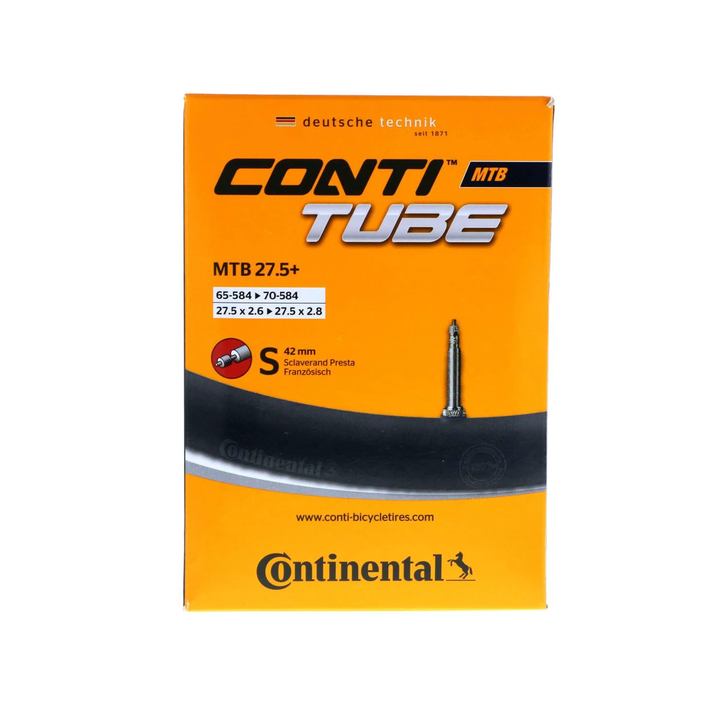 1. Continental - camera bicicleta 27.5" MTB 27.5 - 57/70-584 - 27.5*2.6/2.8 - valva presta 42mm