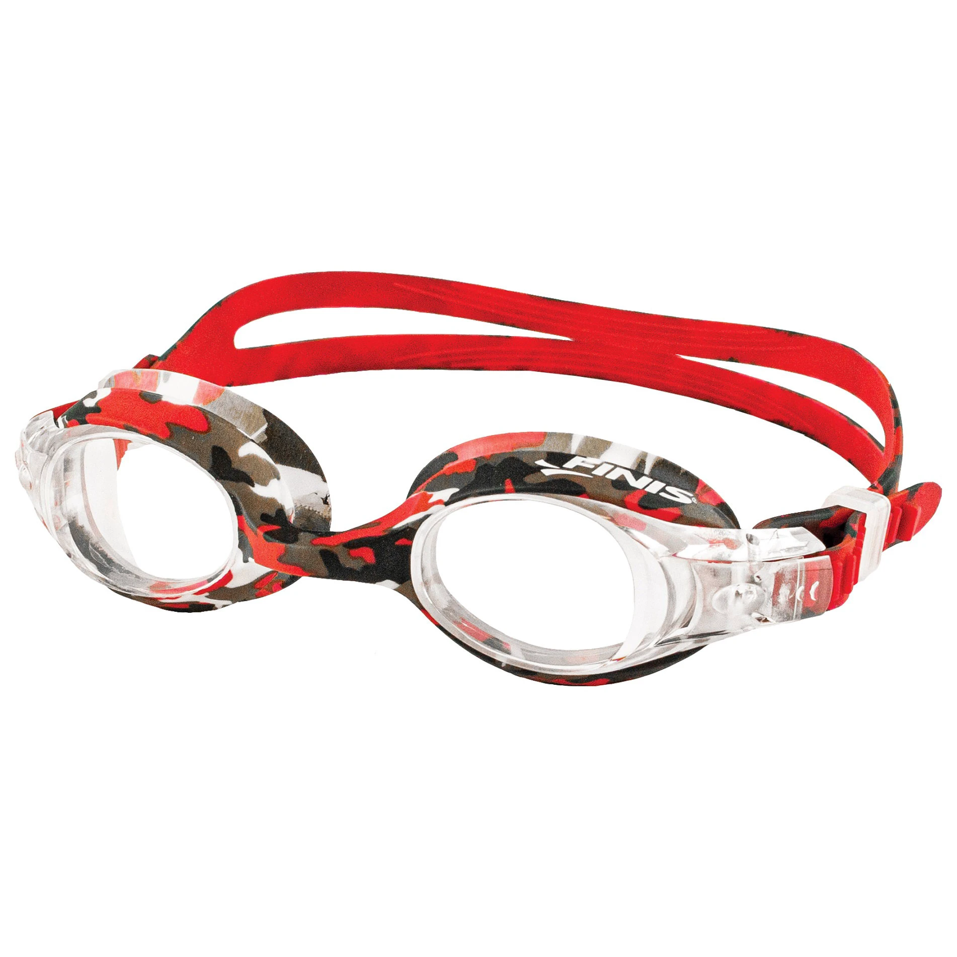 1. Finis - ochelari inot confortabili pentru copii (4-10 ani) Adventure Goggles - camuflaj rosu negru