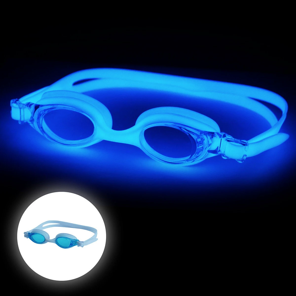 1. Finis - ochelari inot vizibilitate sporita pentru copii FlowGlows (Glow in the dark) Goggles - albastru