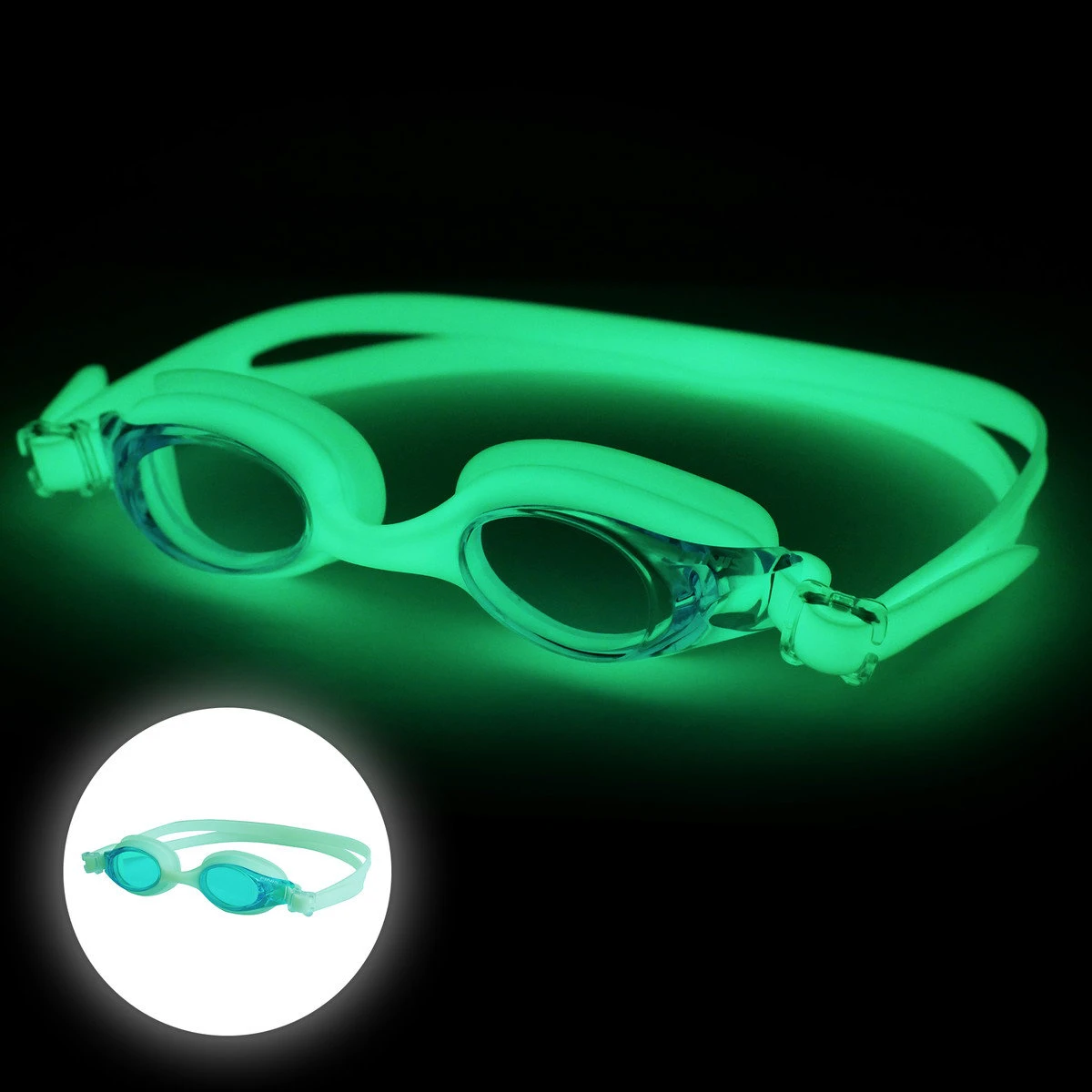 1. Finis - ochelari inot vizibilitate sporita pentru copii FlowGlows (Glow in the dark) Goggles - verde