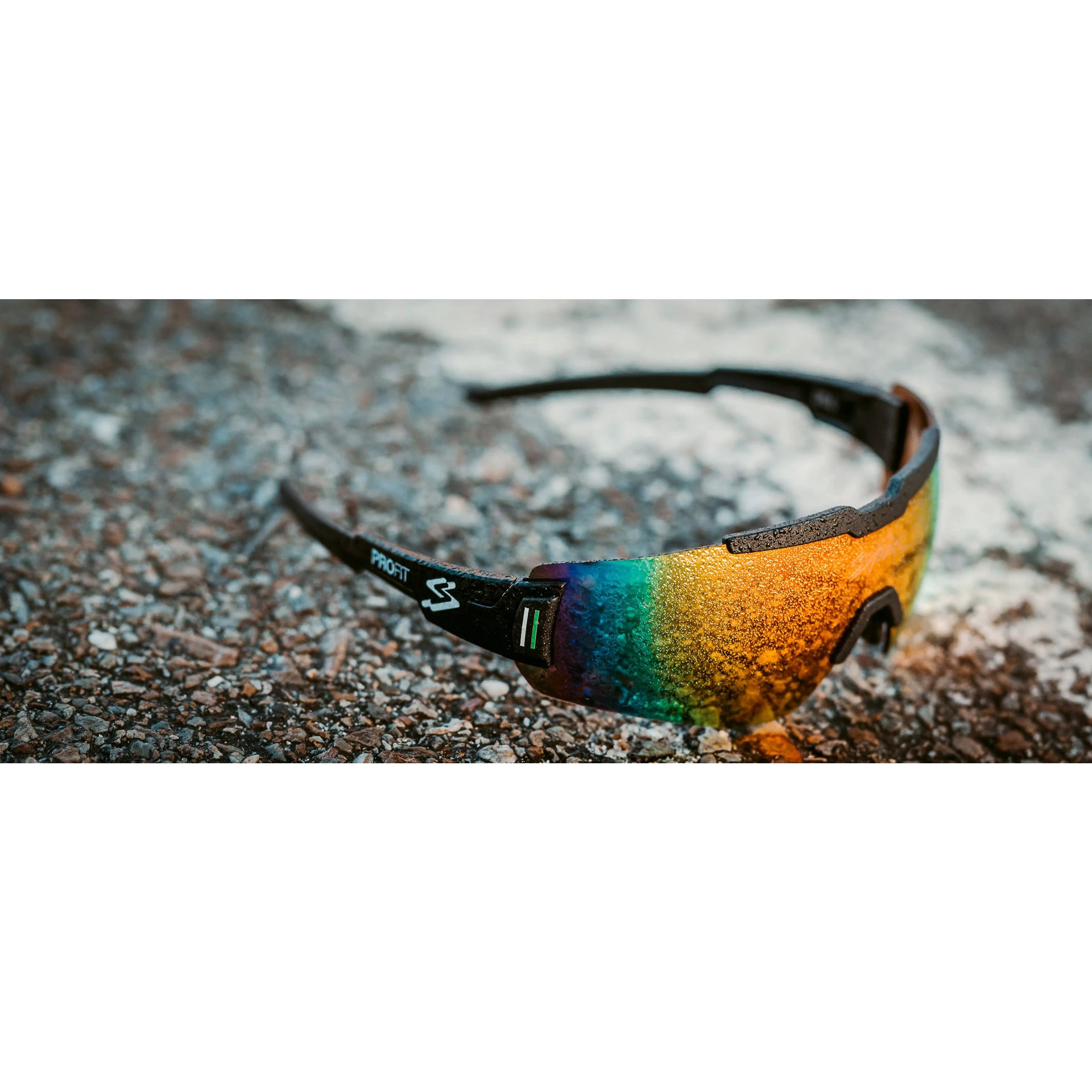 5. Spiuk - ochelari soare sport Profit, 2 lentile de schimb transparent si verde oglinda - rama multicolora (irizata)
