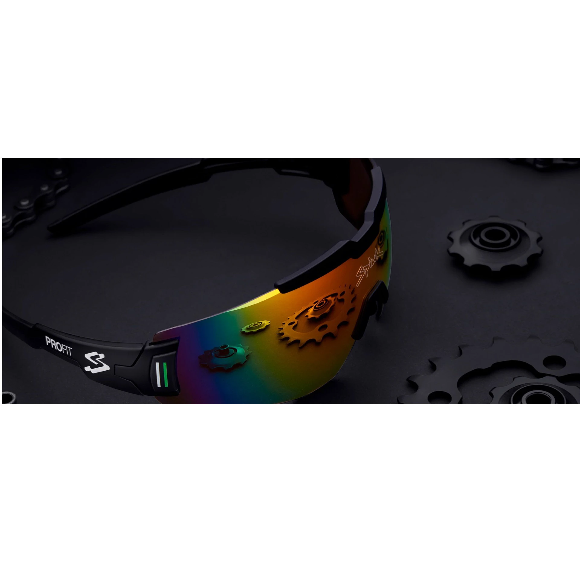 4. Spiuk - ochelari soare sport Profit, 2 lentile de schimb transparent si verde oglinda - rama multicolora (irizata)