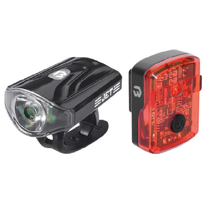 2. Bikefun - set lumini bicicleta (far + stop) Bikefun Jet, incarcare USBi, 1 Led - negru