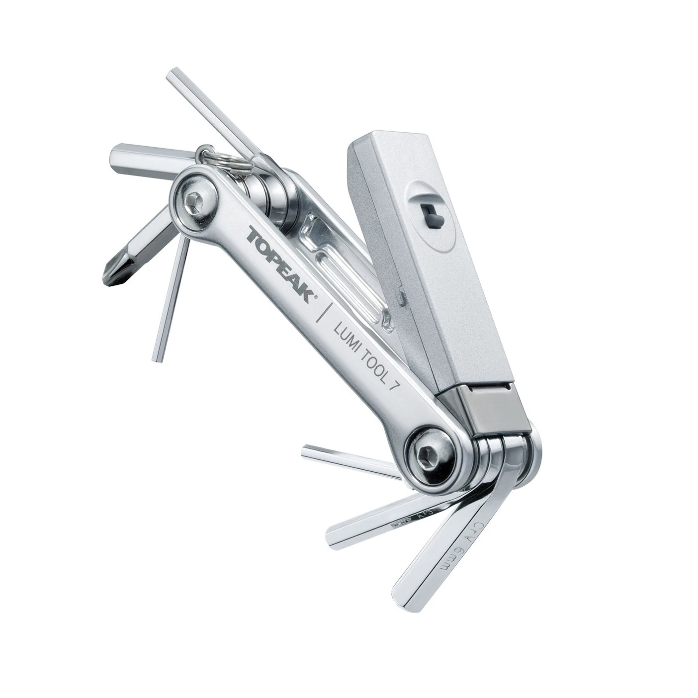1. Topeak - set chei bicicleta Lumitool 7 multitool cu LED, 7 functii - argintiu
