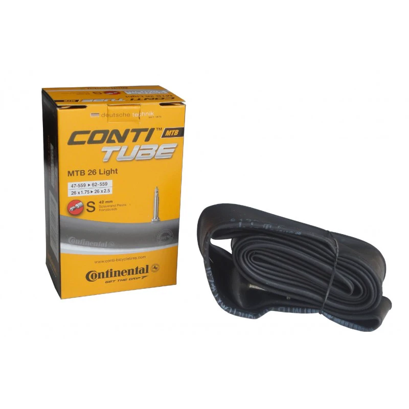 1. Continental - camera bicicleta MTB 26 Light - 26"x1.75-> 26"x2.5 - 47-559-> 62-559 - valva presta 42mm