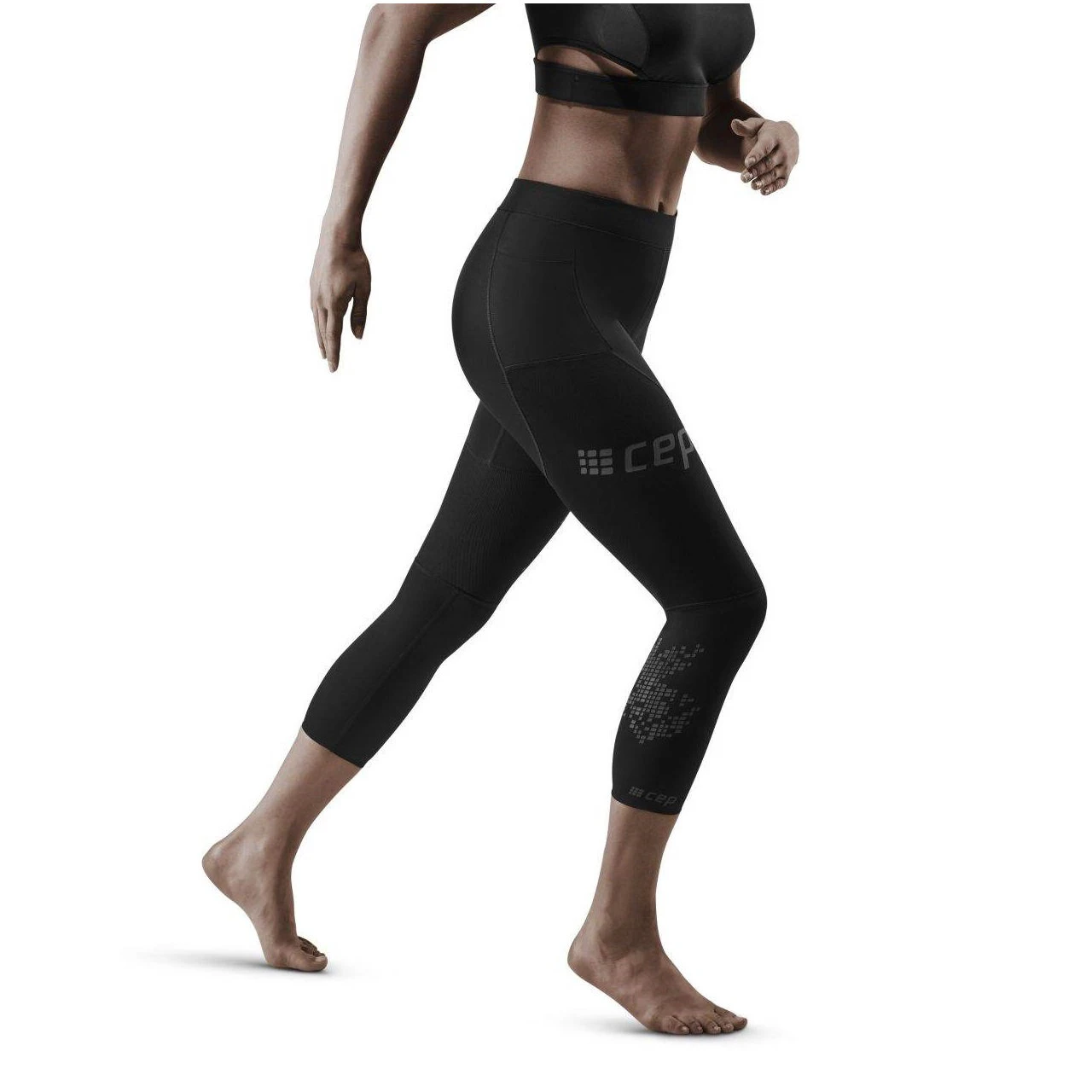1. CEP - Colanti de alergare 3/4 pentru femei Running tights 3.0 W - black - negru