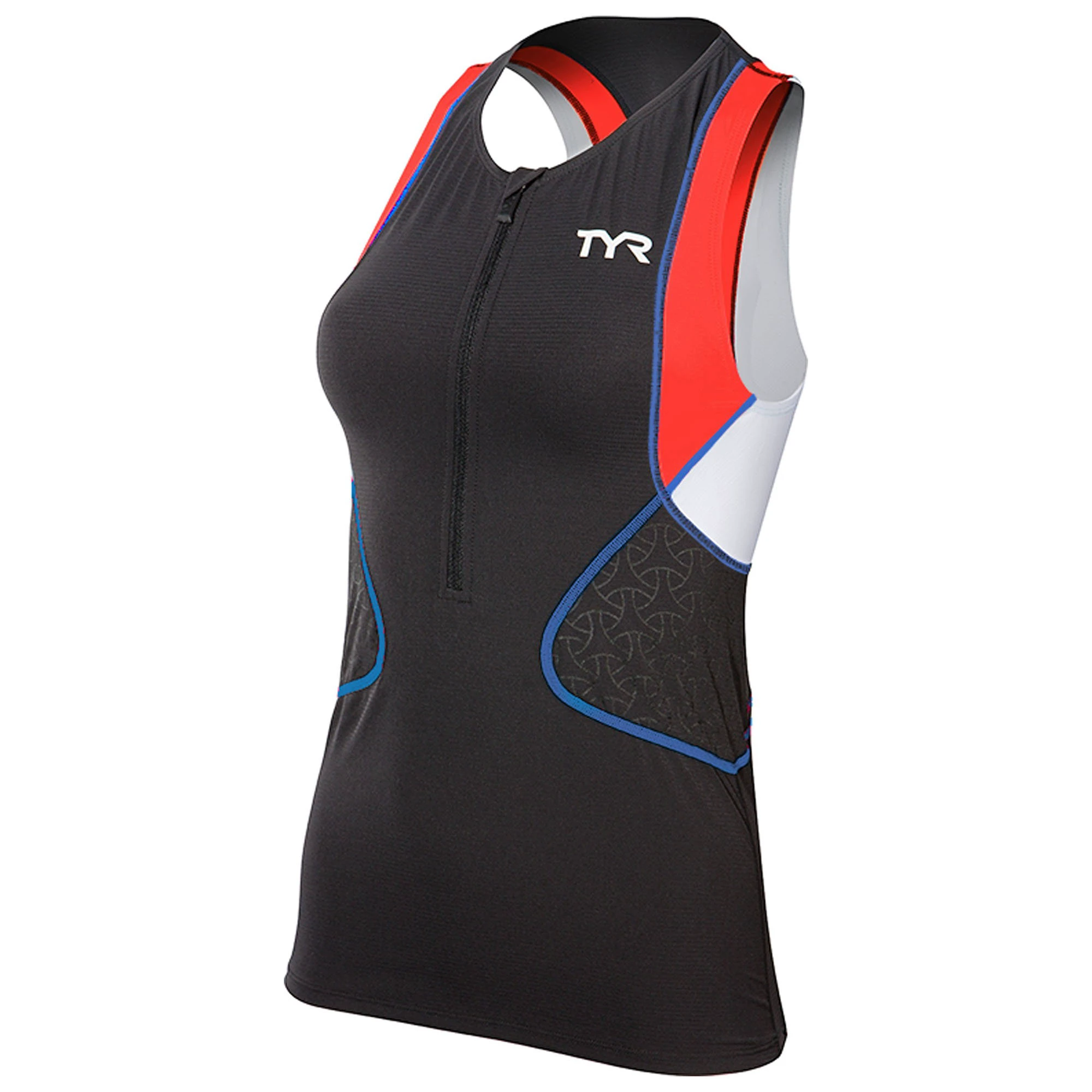 1. TYR Competitor Singlet Top triatlon femei negru-rosu