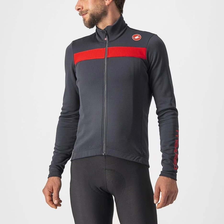 Castelli - tricou maneca lunga 14-20 gr C - Puro 3 FZ - antracit | rosu - 58594