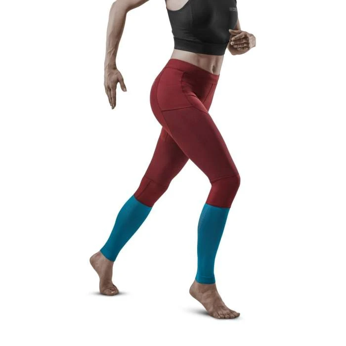 1. CEP - colanti de alergare - Run compression Tights 3.0 W - Rosu Inchis I Petrol