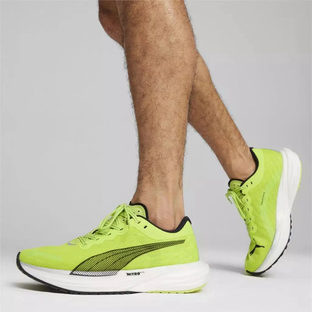 8. Puma - pantofi alergare pentru barbati Deviate Nitro 2 - verde fluo Lime Pow negru alb