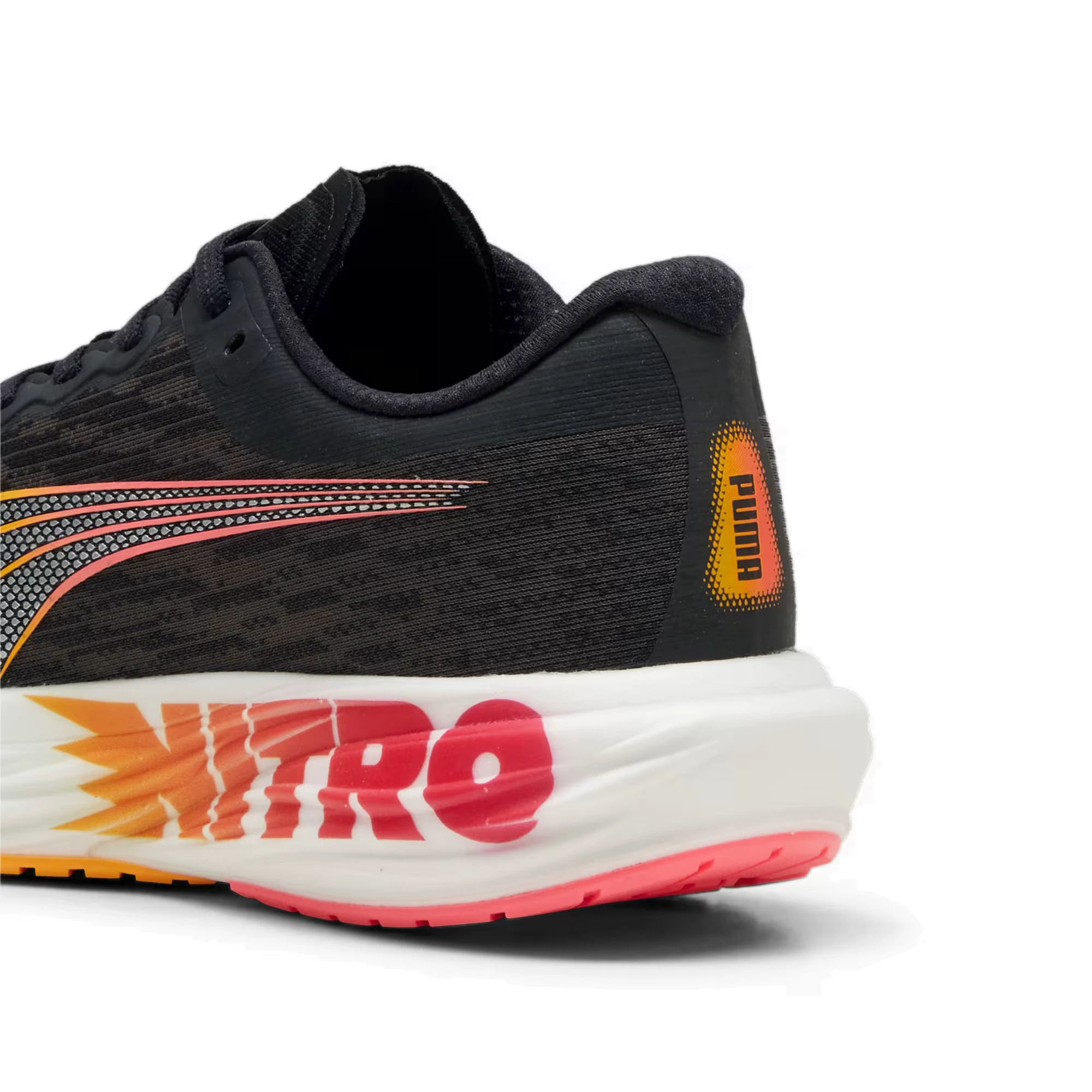 5. Puma - pantofi alergare pentru barbati Deviate Nitro 2 FF - negru alb portocaliu Sun Stream sunset glow