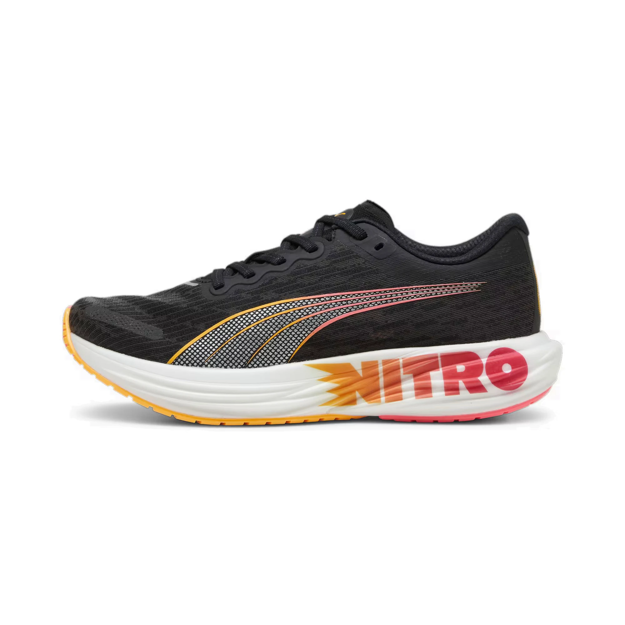 3. Puma - pantofi alergare pentru barbati Deviate Nitro 2 FF - negru alb portocaliu Sun Stream sunset glow