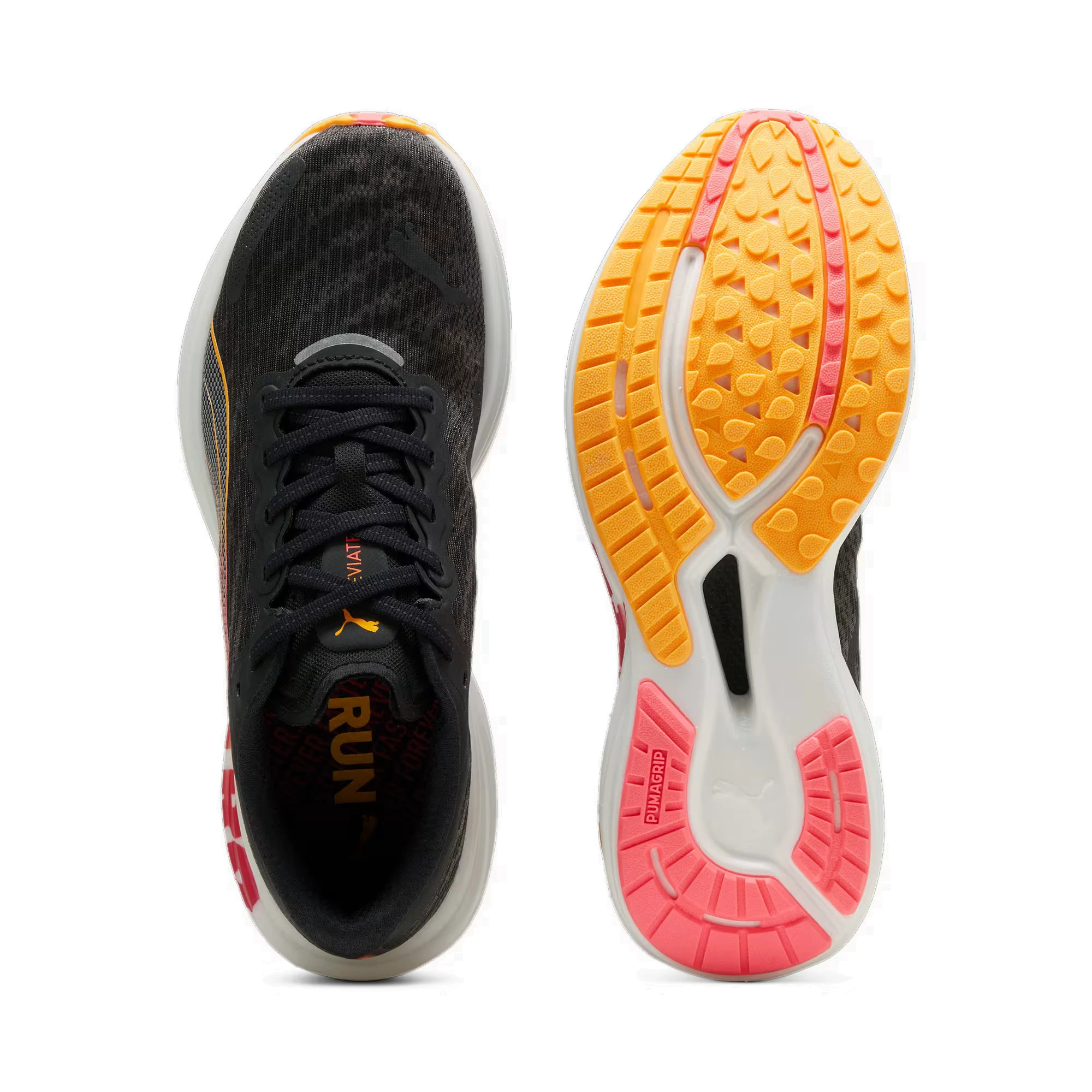 2. Puma - pantofi alergare pentru barbati Deviate Nitro 2 FF - negru alb portocaliu Sun Stream sunset glow