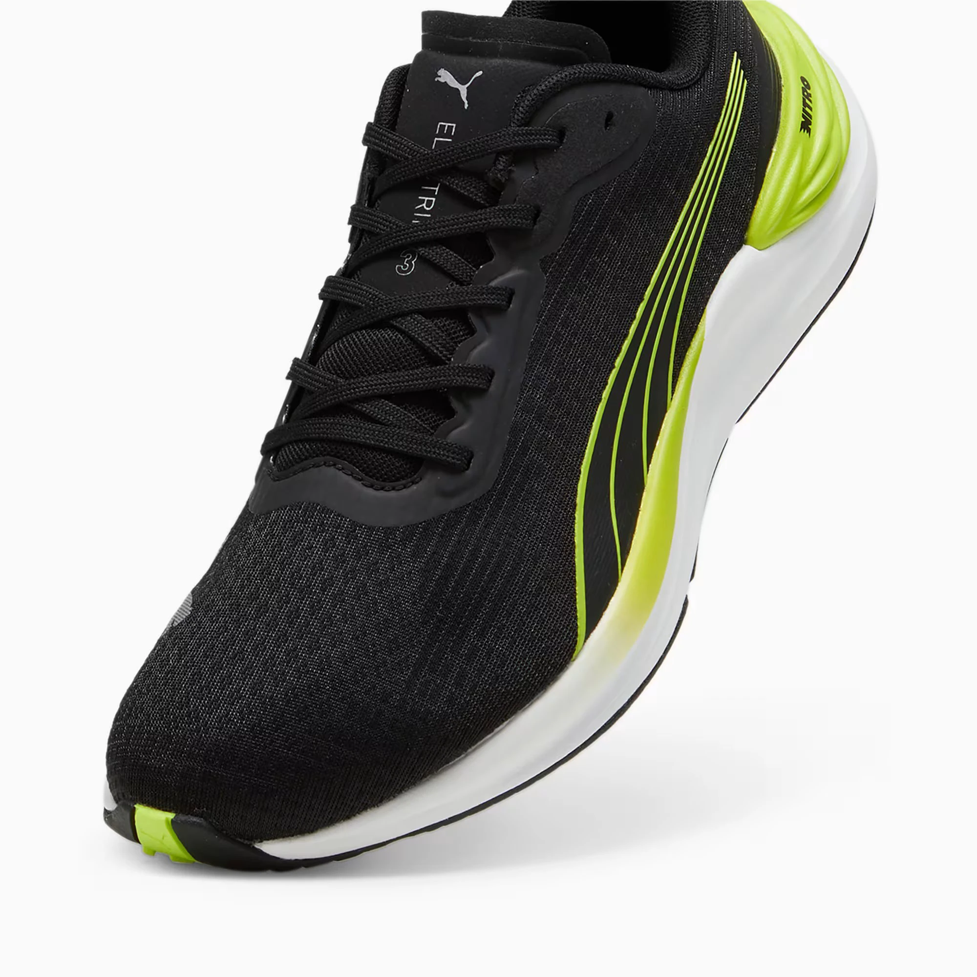 4. Puma - pantofi alergare pentru barbati Electrify NITRO 3 - negru verde fluo Lime Pow alb